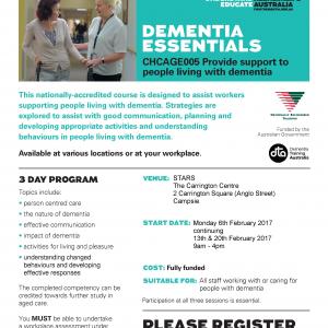 Provide Support to People Living with Dementia Image of the Flyer