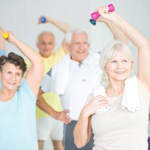 For over 65s A group of senior men and women exercising