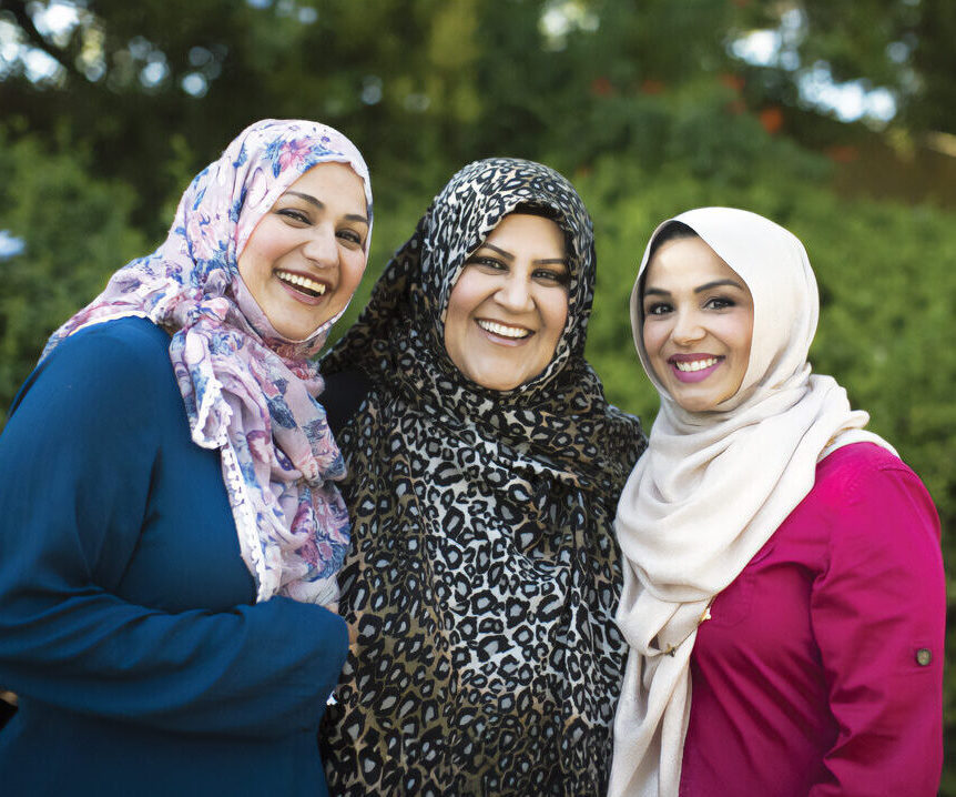 Three happy Muslim women